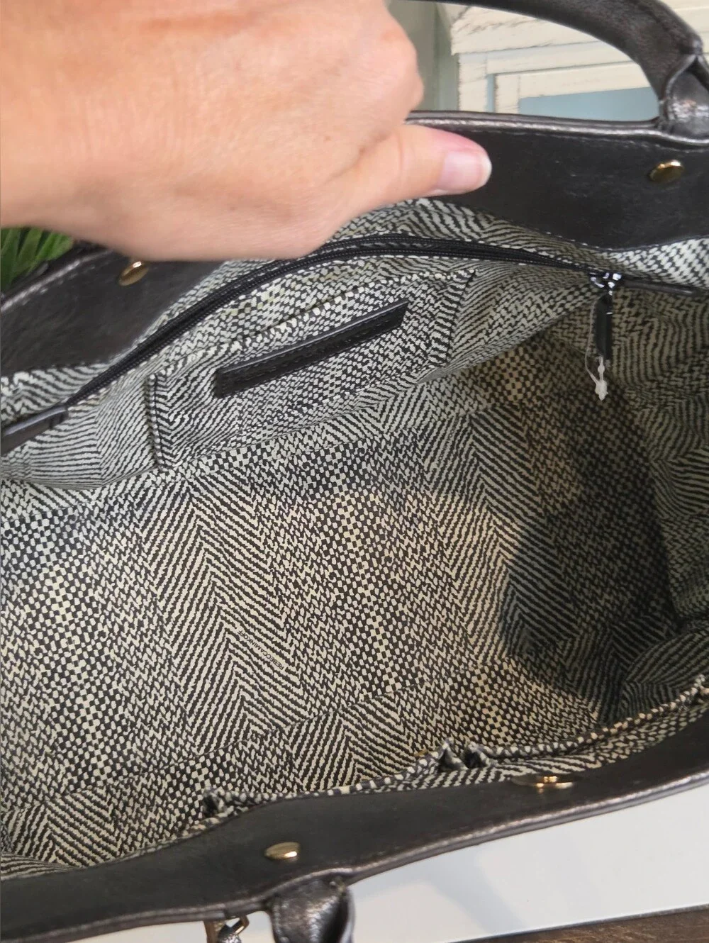 Rebecca Minkoff Medium MAB Tote Metallic Pewter Gunmetal Leather Bag